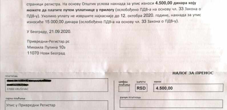 PRIVREDNI-REGISTAR.RS NIJE ZVANIČAN REGISTAR APR-a